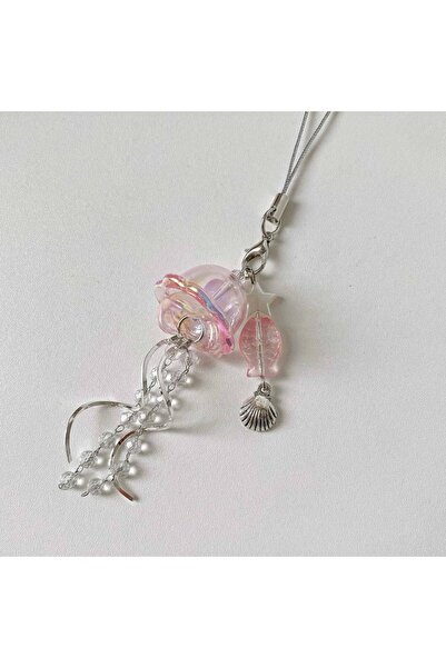 choice2 Pink Jellyfish Tassel Y2K Jellyfish Mobile Key Chain Sea Shell Fish K...