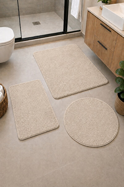 Bünyan Halı Banyo Halısı Peluş Post Halı Klozet Takımı Büyük 60x100/60x60/40x...