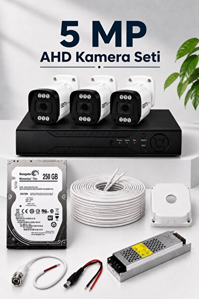 BESTCAM 3 Kameralı 5 Mega Piksel ULTRA HD Gece Görüşlü Güvenlik Kamera Seti 2...
