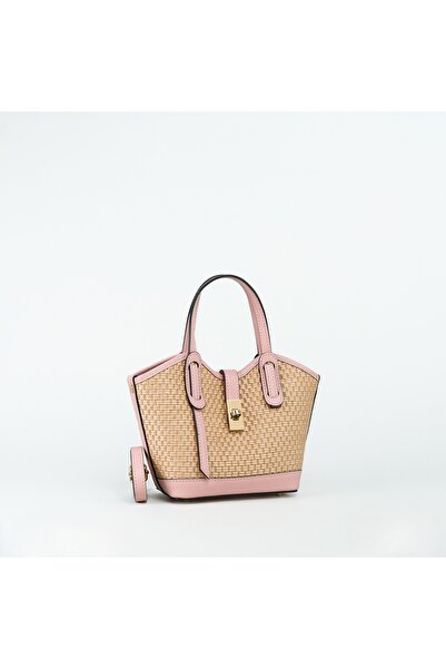 Posete Fagaras Loren Purse - Pink - Candy, Casual Purse, Raffia & Leather Bag...