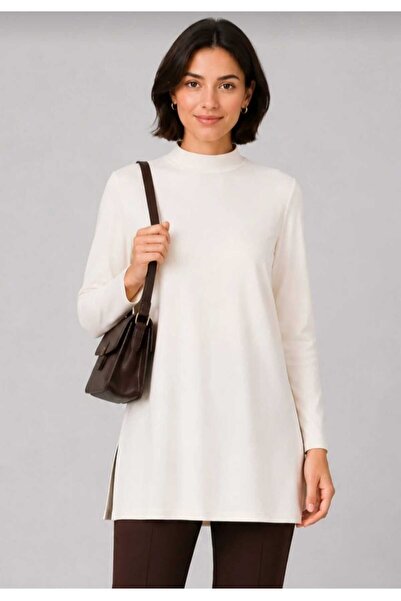 NOVALYN SHOP Women's Black High-Neck Tunic Long Sleeve Lycra Comfortable Fit ...