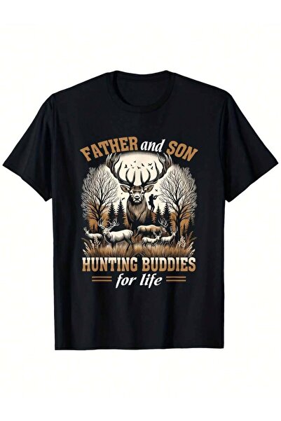 21JNRY Father Son Hunting Buddies Life Graphic T-Shirt - 100% Relaxed Fit Men...