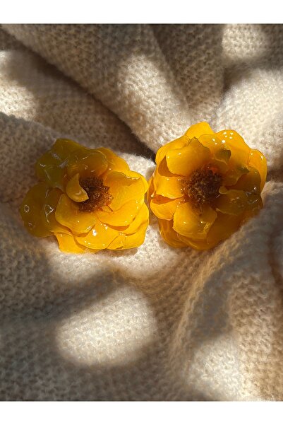 Generic Brand Cercei Statement Trandafir - Floare Naturală în Rășină – Handmade