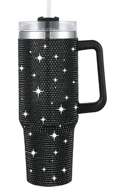 GENERAL كوب بلينغ مرصع باحجار الراين مع مقبض وقشة وغطاء، كوب من الستانلس ستيل...