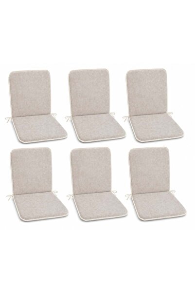 Mandaş 6 Adet Rattan Arkalıklı Sandalye Minderi (Kalınlık 4cm)-Primer Bej Yeni
