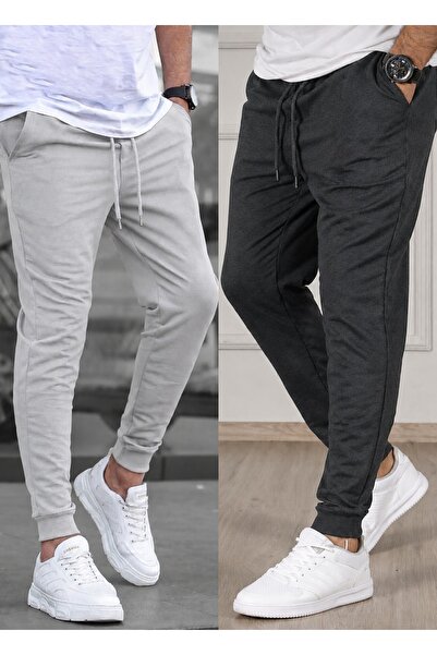 TORUK MAKTO Set of 2 Unisex Ribbed Leg Sweatpants Jogger Comfortable Fit Dail...