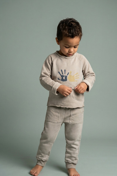 zumino Boy's Hand-Printed Pocket Jogger Tracksuit Set