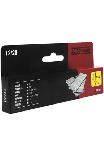 JC Schwarz Cuie Zincate Pentru Capsator JC Schwarz, Tip 12, 20 mm, 1000 Bucăți