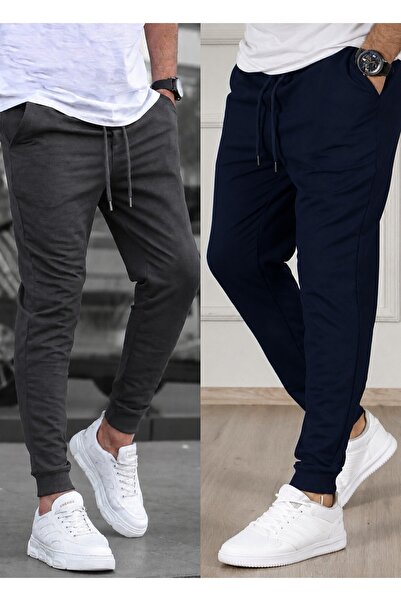 TORUK MAKTO Set of 2 Unisex Ribbed Leg Sweatpants Jogger Comfortable Fit Dail...