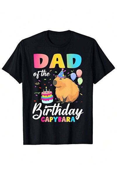 21JNRY Men'S Birthday Capybara Graphic T-Shirt Black, Short Sleeve, Crew Neck...