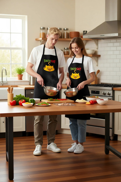 PayBuy Women's Unisex Kitchen Chef Apron Taco Cat Printed Funny Patterned Com...