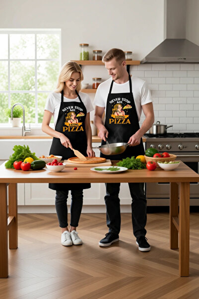 PayBuy Women's Unisex Kitchen Chef Apron Pizza Themed Vintage Print Relaxed F...