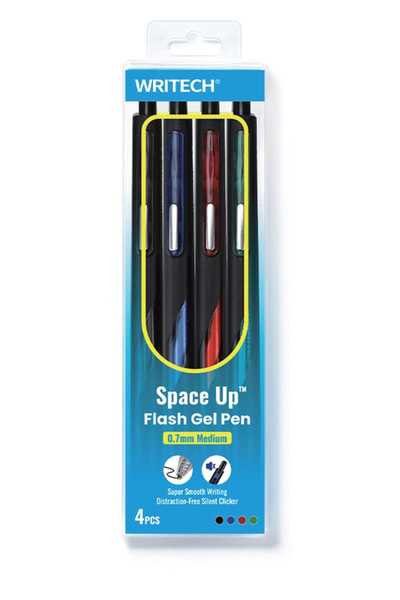 Writech 4 pcs Space Up Flash Gel Pen Set, 0.7 mm
