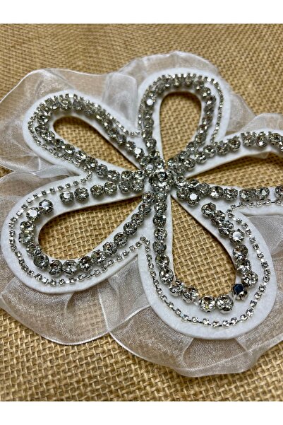 Generic Brand Stone Embellished Large Flower Shaped Stylish Textile Applique ...