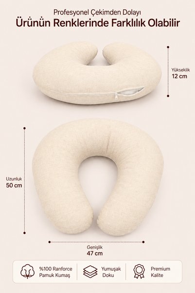mordesign Breastfeeding Pillow, Baby Support Cushion, Maternity Pillow, Cotton Fabric, Rainbow Series, Cream