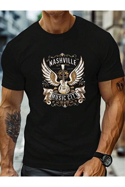 Generic Nashville Guitar Pattern Men'S Casual Round Neck Short Sleeve T-Shirt...