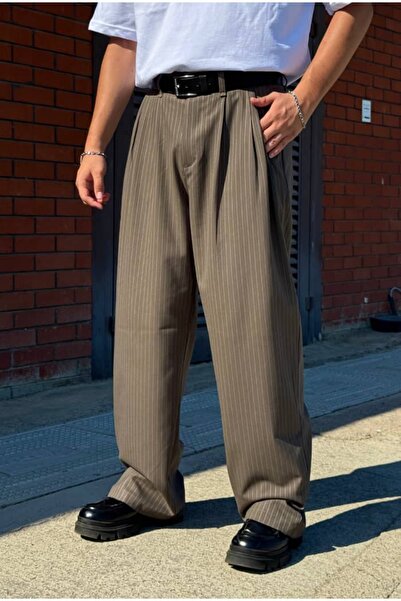 serline Premium Pleated Striped Model Fabric Trousers