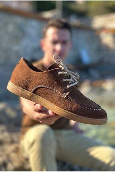 Zerenyus Zrk-X5X Premium Brown Suede Lace-Up Casual Men's Loafer