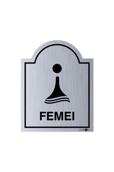 OEM Indicator semnalizare „Toaletă femei”, material plastic ABS argintiu