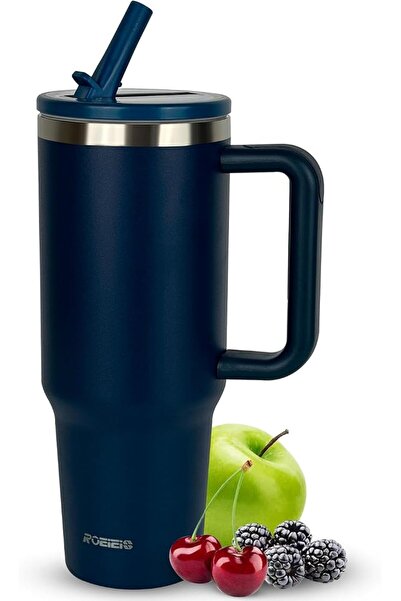 ROEIEIS Tumbler with Handle and Flip Lid with Straw by Royce, Stainless Steel...