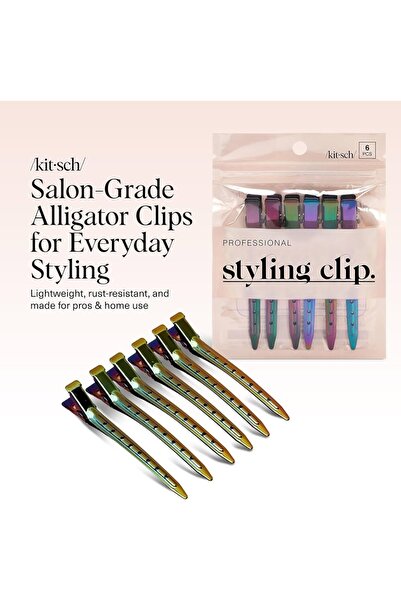 Kitsch Professional Styling Clip Metal Hair Clips for Styling Hair - 6 Pieces...