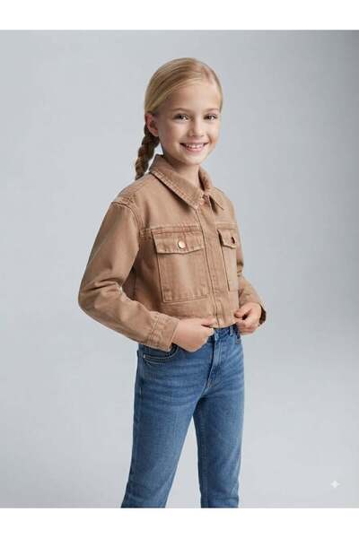 Hilal Akıncı Kids Girl's Organic Dyed Denim Crop Jacket