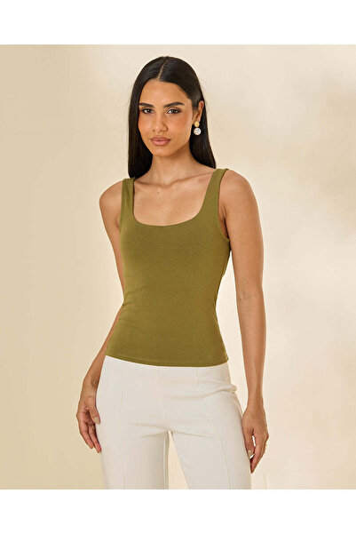 REDTAG Women Olive Scoop Neck Strappy Vest