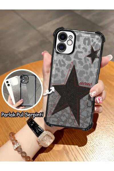 ucuc iPhone 11 Uyumlu Şeffaf Dört Köşe Silikon Kaplama Parlak Kenar Kılıf