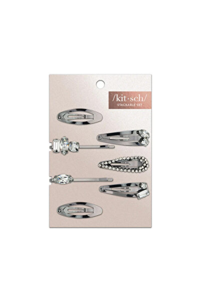 Kitsch Stackable Mini Hair Clip Set - 7 Pieces - Hematite