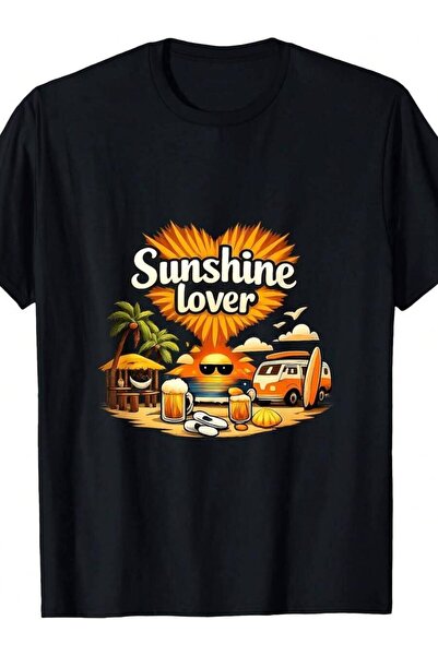 Generic تي شيرت برسومات Sunshine Lover Permanent Vacation Party