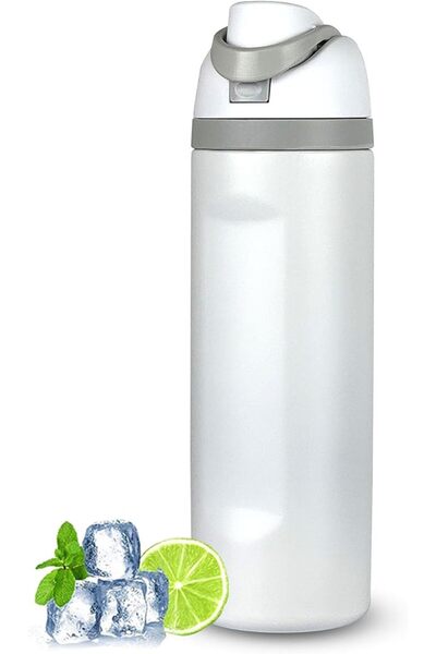 ROEIEIS Stainless Steel Insulated Water Bottle with Straw and Sip Spout Lid f...