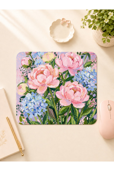 Çiçek Bahçesi Desenli Mousepad - 19x23cm DTF Baskılı Dayanıklı Mousepad