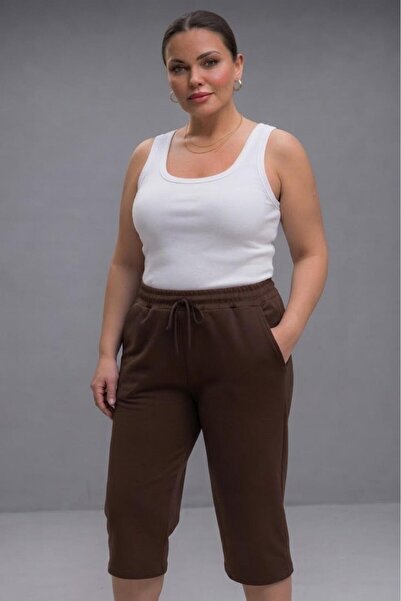 NO 601 Anne Brown Women's Below Knee Long Summer Capri Shorts