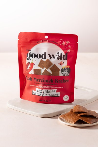 THE GOOD WİLD Spicy Lentil Crackers |   Gluten-Free Vegan Snack |   Sprouted Red Lentil Flour |   3X55G