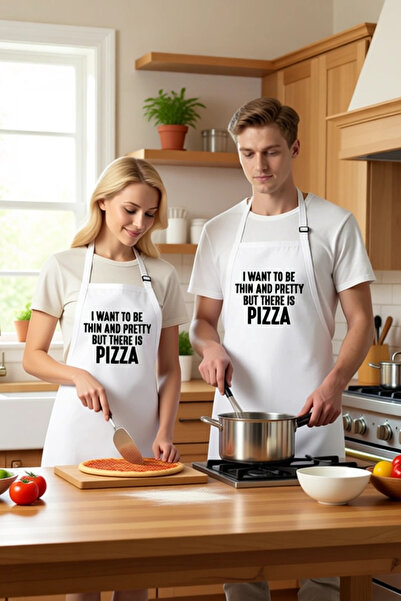 PayBuy Unisex Kitchen Apron Pizza Themed Printed Relaxed Fit Daily Cooking Fu...