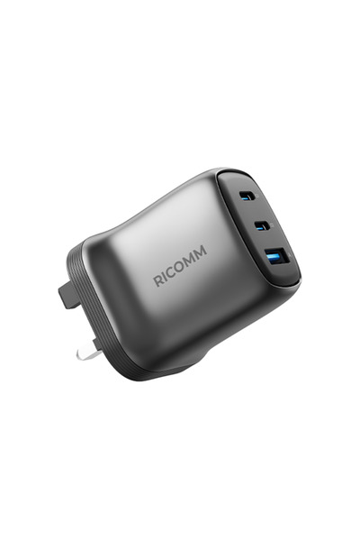 Ricomm 65W GaN Fast Charger | 2 USB-C + 1 USB-A 3-Port Wall Charger with PD 3...