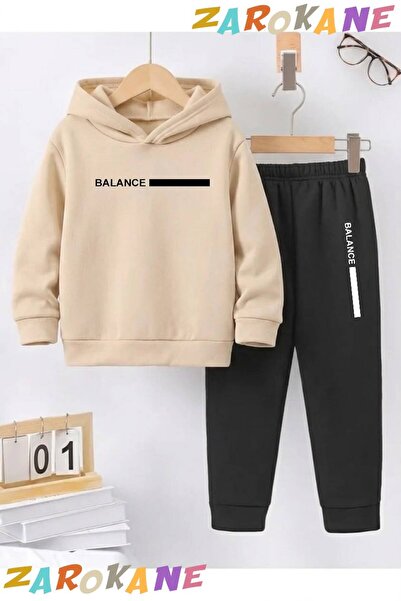 ZAROKANE Balance Line Printed Winter Children's Hooded Top and Bottom Cotton ...