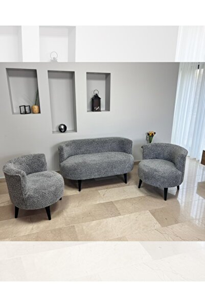 Azra Mobilya Sydney 2+1+1 Welsoft Tüylü Yumuşak Kumaş Balkon Çay Seti Koltuk ...