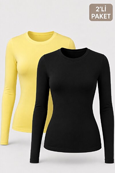 Cockatoo Tricou pentru femei, cu gât rotund, mânecă lungă, tricotat elastic, ...