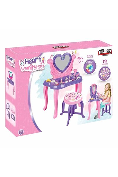 PİLSAN KALP MAKYAJ MASASI (PEMBE)