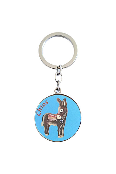 Bestgifts Γυάλινο μπρελόκ διπλής όψης (γάιδαρος Χιός)