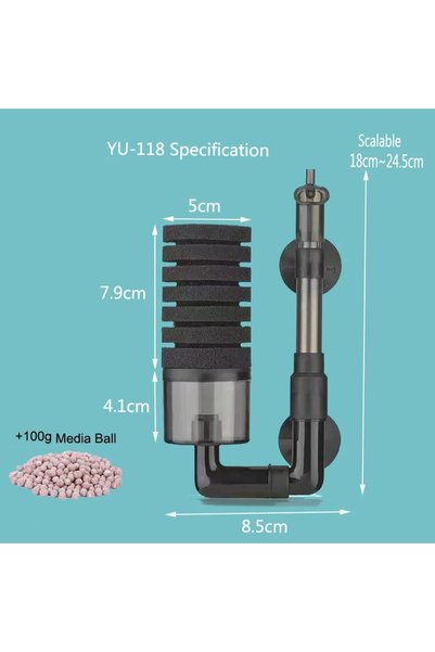 Choice4 YU-118 مع كرات فلتر حوض سمك جديد لحوض السمك ومضخة الهواء ومصفاة الإسف...