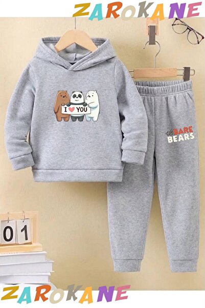 ZAROKANE I Love You Kafadarlar Printed Winter Children's Hooded Top and Botto...