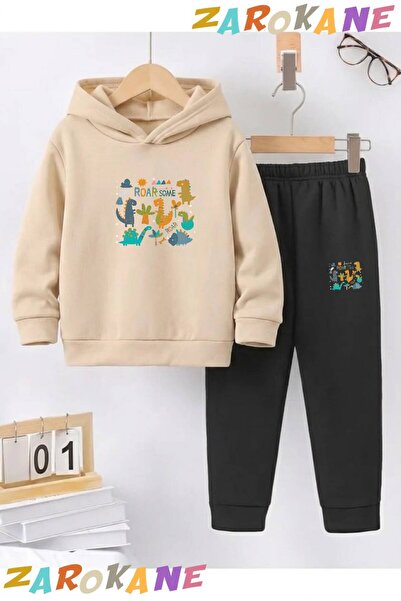 ZAROKANE Dinosaurs Printed Winter Children's Hooded Cotton Insulated Tracksui...