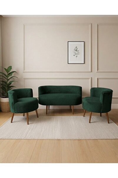 Azra Mobilya Sydney 2+1+1 Welsoft Tüylü Yumuşak Kumaş Balkon Çay Seti Koltuk ...