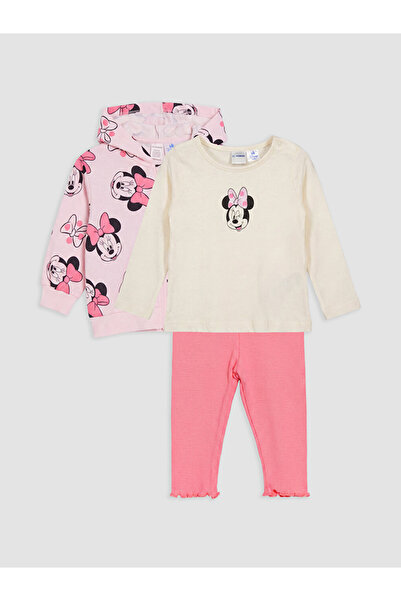 LC Waikiki Minnie Mouse Printed Baby Girl 3-Piece Set