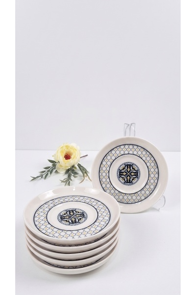 Tezyinat Wood Bergama Porcelain 6-Piece Tea Plate Set