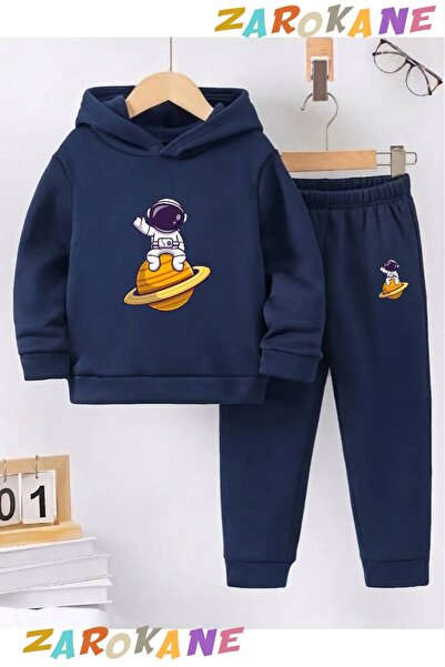 ZAROKANE Yellow Planet Astronaut Printed Winter Children's Hooded Top and Bot...