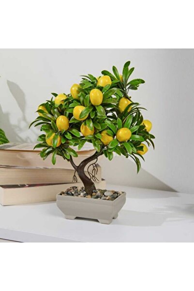 Eva Dekor Yapay Limon Ağacı - Sarı - 24x18 cm