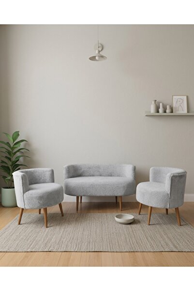 Azra Mobilya Sydney 2+1+1 Welsoft Tüylü Yumuşak Kumaş Balkon Çay Seti Koltuk ...